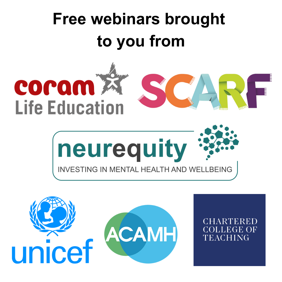 Coram SCARF, neurequity, unicef, ACAMH & chartered college of learning logos